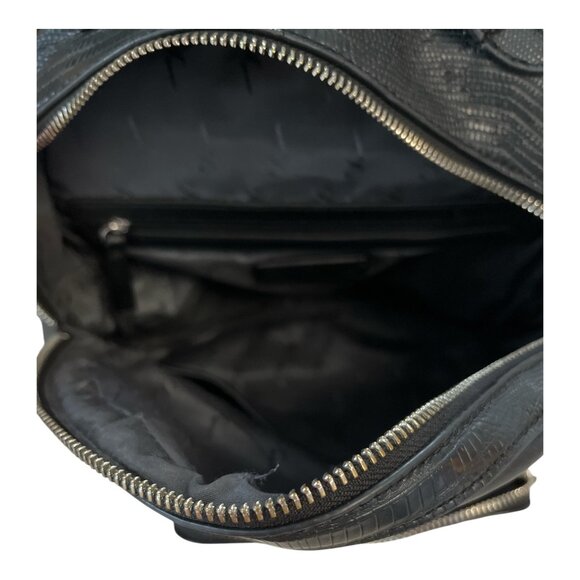 Simply Vera Vera Wang Black Faux Leather Mini Backpack – Textured Trim – Modern - Picture 8 of 11